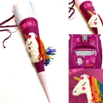 Schultüte mit Einhorn aus Fell und Wollmähne, passend zum Step by Step Schulranzen Unicorn Nuala