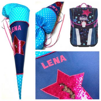 Schultüte aus Stoff Stern aus Wendepailletten