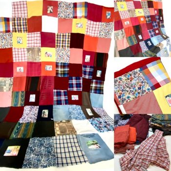Aus Alt mach Neu, Patchworkdecke aus Kleidung eines verstorbenen Menschen - mit Farbverlauf, Memoryblanket