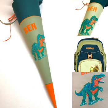 Schultüte mit Trex Dino, passend zum Ergobag Entdeckbär