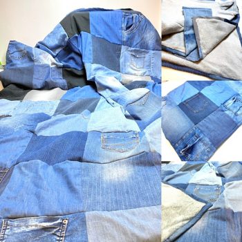 Aus Alt mach Neu, Patchworkdecke aus Kleidung eines verstorbenen Menschen - Jeanshosen Upcycling