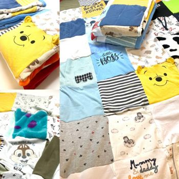 Aus Alt mach Neu, Patchworkdecke aus Baby Kinder Kleidung, Memoryblanket