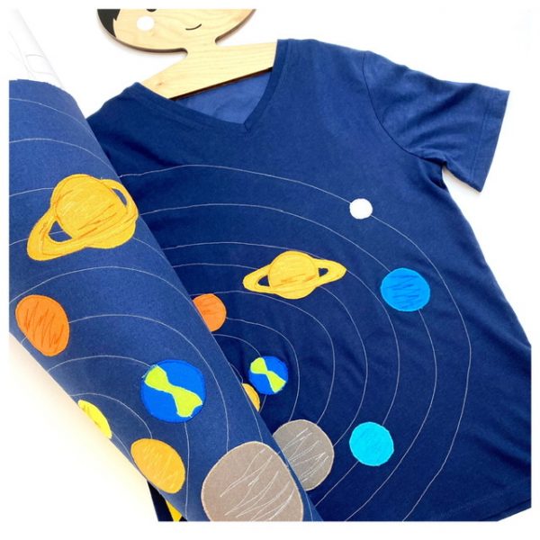 Schultüte und Einschulungsshirt mit Planetensystem, Sonnensystem