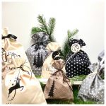 Stoffsäckchen mit Weihnachtsmotiv, Geschenkesäckchen