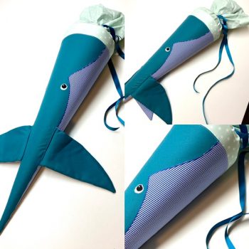 3D Schultüte aus Stoff, Walschultüte, Blauwal mit Flossen zum Anfassen