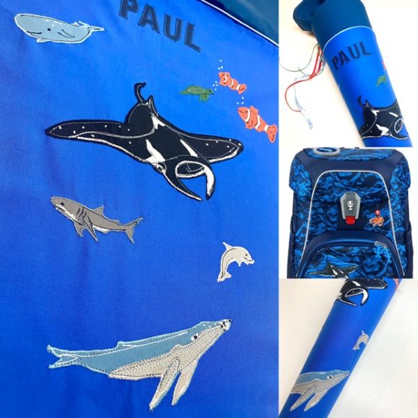 Schultüte mit Manta Rohen und anderen Meerestieren, passend zum Step by Step Manta Rio