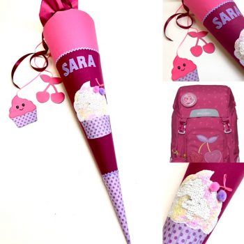 Schultüte mit Cupcake, Muffin und Kirschen, passend zum Beckmann Schulranzen Cherry