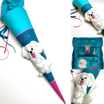 3D Schultüte mit flauschigem Hund, Golden Retriever, passend zum Step by Step Dog Basty