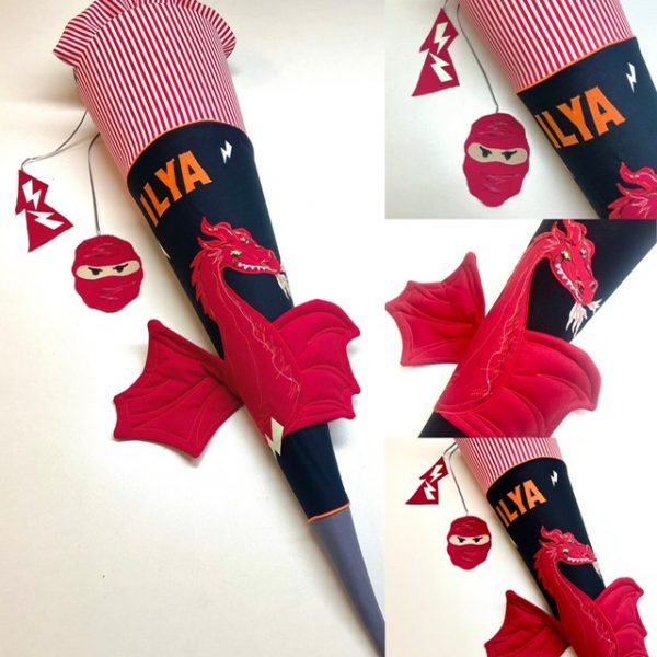 Schultüte mit 3D Drachen, Dragon, passend zum Ergobag TaekBärdo Drache Ninja