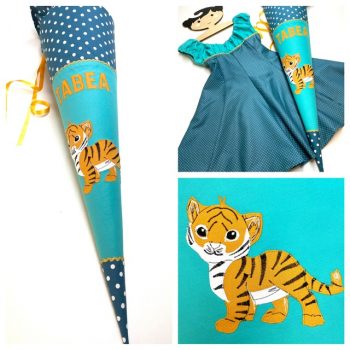 Schultüte mit Tigerbaby und Kleid zur Einschulung passend zum Step by Step Magic Castle