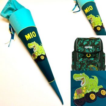 Schultüte mit Trex Dino auf Jeep Monstertruck, passend zum Ergobag Tribäratops