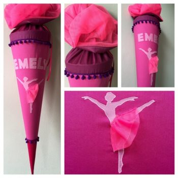 Schultüte aus Stoff mit Ballerina, passend zum Ergobag Schulranzen Bärllerina, Primbär Ballerina