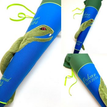 Schultüte mit 3D Schlange aus Kuschelstoff, Kobra