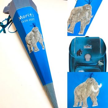 Schultüte mit Mammut, passend zum Scout Schulranzen Polar Blue