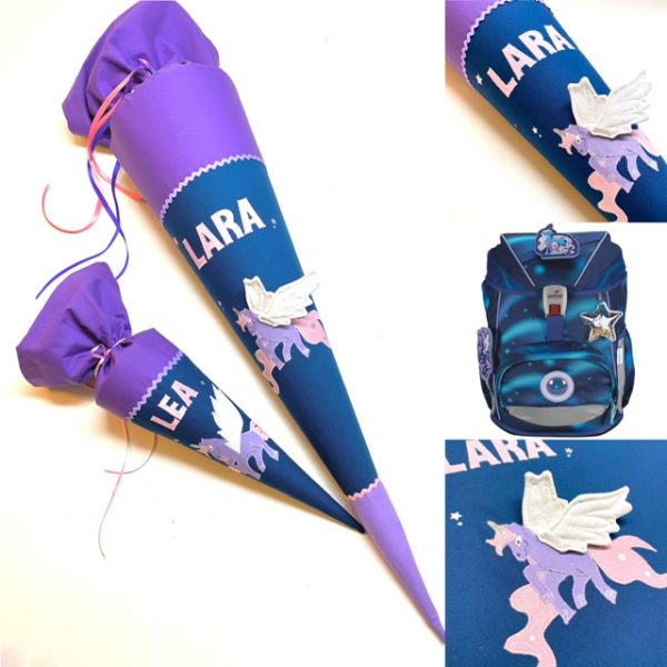 Schultüte mit geflügeltem Pferd, Pegasus, passen zum Der Die Das Schulranzen Luna