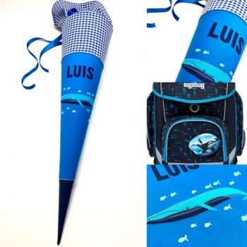 Schultüte mit Blauwal, Wal, passend zum Ergobag TiefseetauchBär
