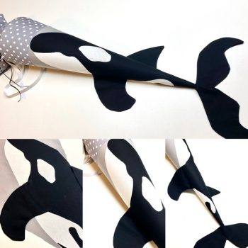 3D Schultüte aus Stoff mit Orca Wal, Walschultüte