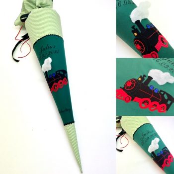 Schultüte mit Lok, Zug, Eisenbahn