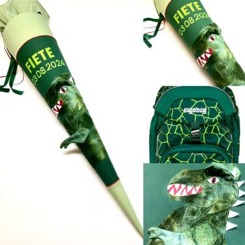 Schultüte mit 3D Dino TRex, passend zum Ergobag Bärrex