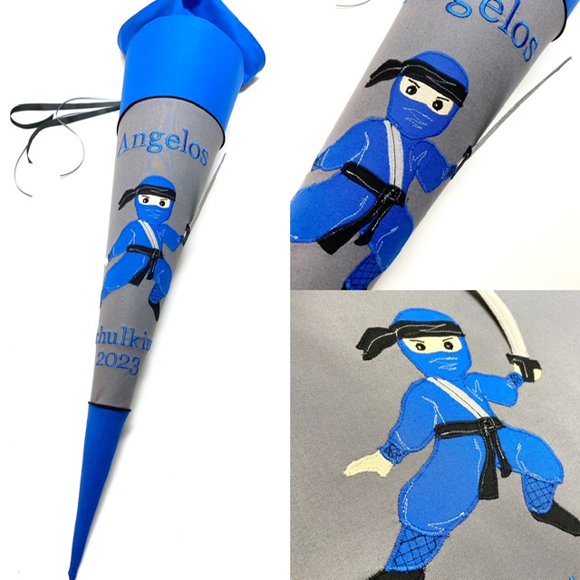 Schultüte mit Ninja und 3D Schwert, blauer Ninjago