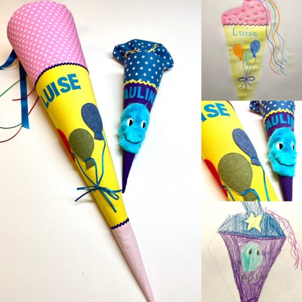 Schultüte mit Wunschmotiven, Schultüte selbst gestaltet und gemalt