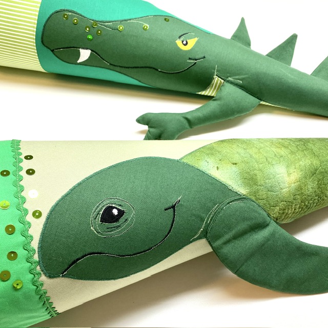 3D Schultüte aus Stoff, Schildkröte, Krokodil