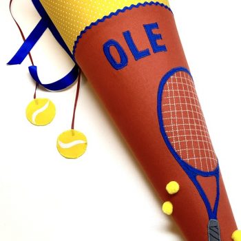 Spezielle Anhänger für die Schultüte, Stoffanhänger Tennisbälle