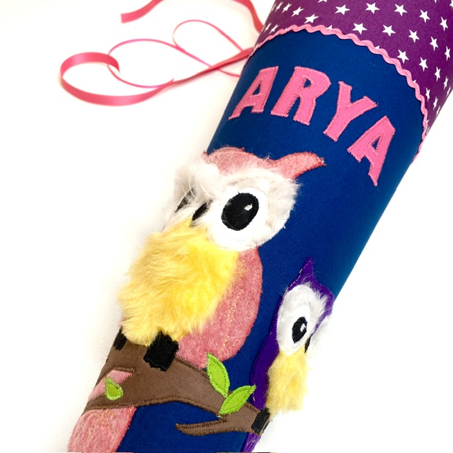 Schultüte mit Eulen aus Plüsch Schultüte mit Eulen aus Plüsch