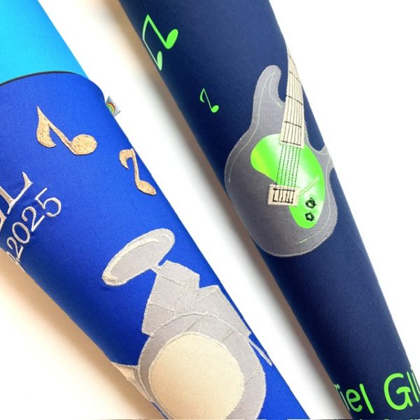 Schultüte mit Instrument, Gitarre und Schlagzeug