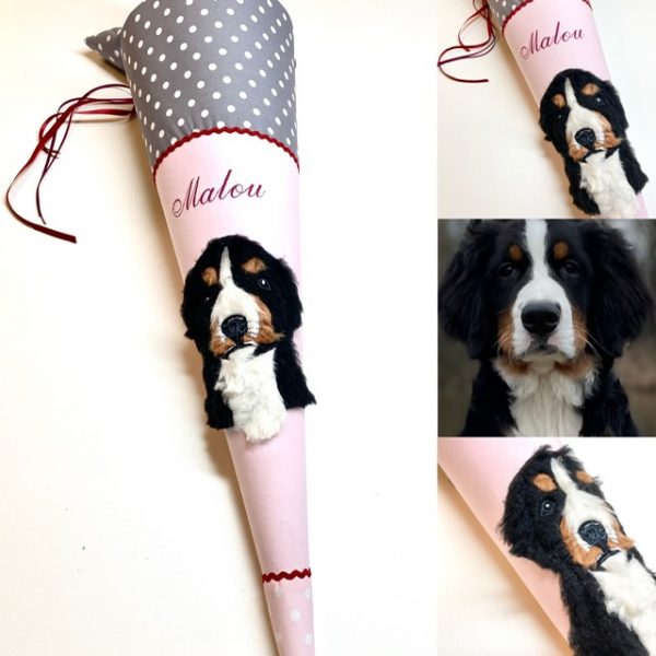 Schultüte mit Berna Sennen Hund, Hundewelpe